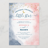 Twinkle Twinkle Geslacht Reveal Navy Blush Uitnodi Programma (Voorkant)