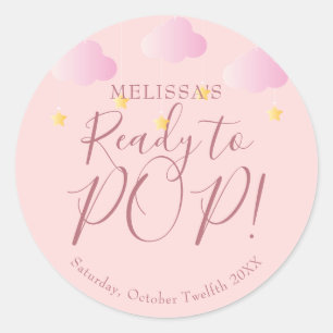 Twinkle Twinkle klaar om te POP Roze Baby Shower Ronde Sticker