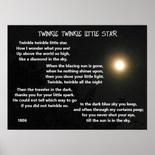 TWINKLE TWINKLE KLEINE STAR-gedicht Poster