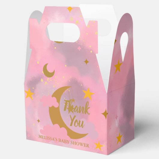Twinkle twinkle kleine ster aangepaste roze bedankdoosjes (Geopend)
