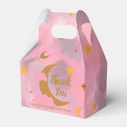 Twinkle twinkle kleine ster aangepaste roze bedankdoosjes (Voorkant Zijde)