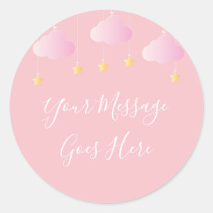 Twinkle twinkle kleine ster baby shower roze ronde sticker