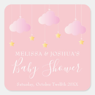 Twinkle twinkle kleine ster baby shower zacht roze vierkante sticker
