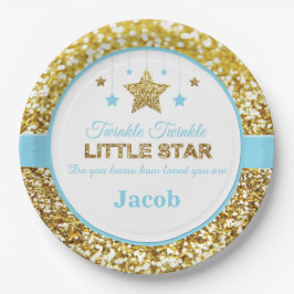 Twinkle twinkle kleine ster blauw baby shower bord