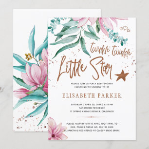 Twinkle twinkle kleine ster bloemige baby shower kaart