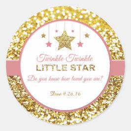 Twinkle Twinkle kleine ster roze en gouden sticker