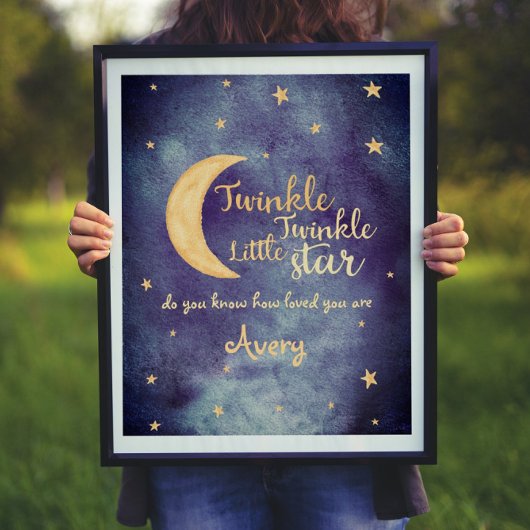 Twinkle Twinkle kleine sterrenkwekerij waterverf Poster