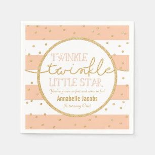 Twinkle Twinkle Koraal en Gouden Verjaardags Serve Servetten