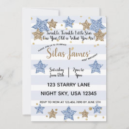 Twinkle Twinkle Little Star 1st Birthday Blue Gold Kaart