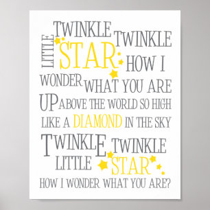 TWINKLE TWINKLE LITTLE STAR-8X10 KUNSTDRUK-GEEL POSTER