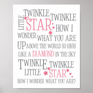 TWINKLE TWINKLE LITTLE STAR - 8X10 KUNSTDRUK ROZE POSTER
