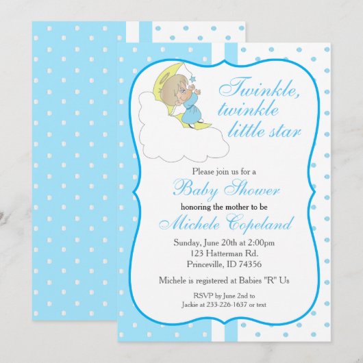 Twinkle, Twinkle Little Star - Baby Boy Kaart (Voorkant / Achterkant)