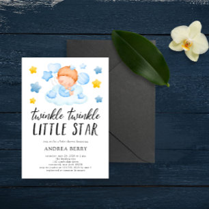 Twinkle Twinkle Little Star Baby Boy Shower Kaart