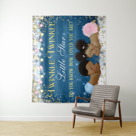 Twinkle Twinkle Little Star Baby Shower Achtergron Wandkleed (In situ)