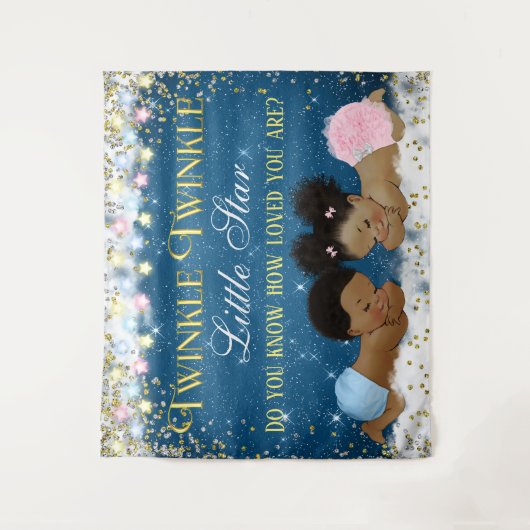 Twinkle Twinkle Little Star Baby Shower Achtergron Wandkleed (Voorkant)