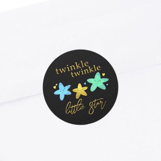 Twinkle Twinkle Little Star Baby shower Envelope Ronde Sticker