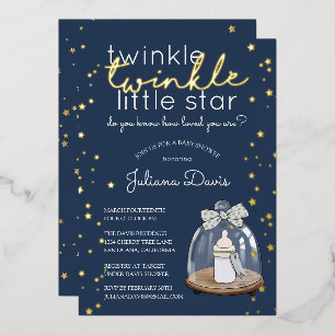 Twinkle Twinkle Little Star Baby shower Folie Uitnodiging