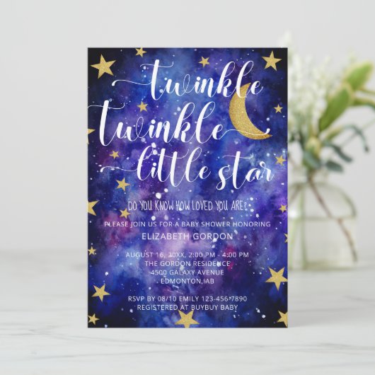 Twinkle Twinkle Little Star Baby shower Galaxy in Kaart (Staand voorkant)