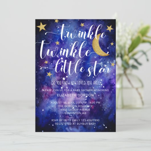 Twinkle Twinkle Little Star Baby shower Galaxy Kaart (Staand voorkant)