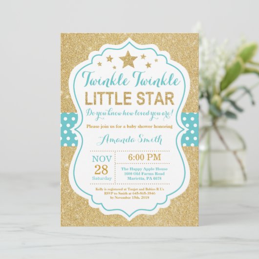 Twinkle Twinkle Little Star Baby shower Invitation (Debout devant)