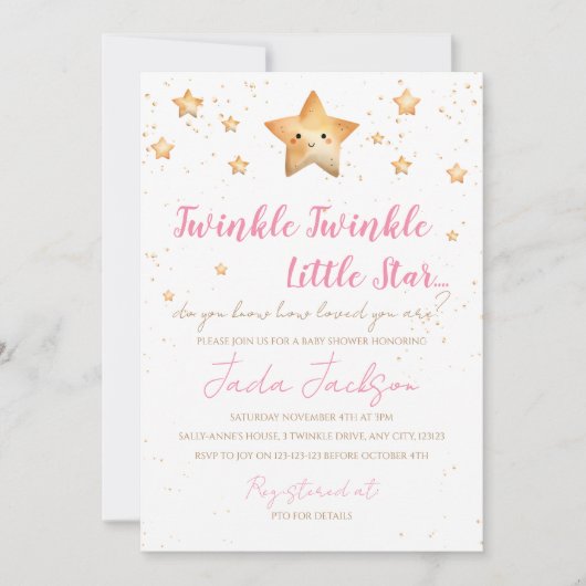Twinkle Twinkle Little Star Baby Shower Invitation (Devant)