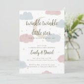 Twinkle Twinkle Little Star Baby shower Invitation (Debout devant)