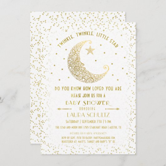 Twinkle Twinkle Little Star Baby shower Invitation (Devant / Derrière)
