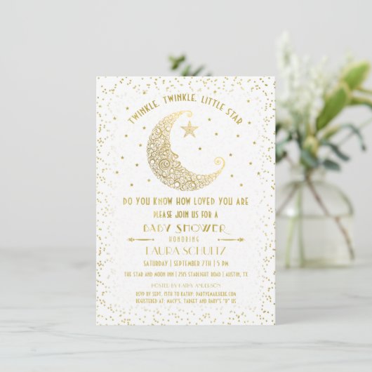Twinkle Twinkle Little Star Baby shower Invitation (Debout devant)