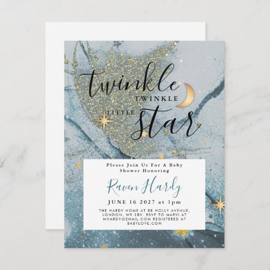 Twinkle Twinkle Little Star Baby shower Invitation (Voorkant / Achterkant)