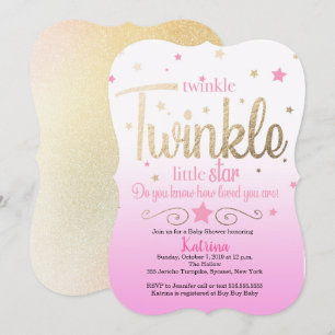 Twinkle Twinkle Little Star Baby shower Invitation Kaart