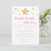Twinkle Twinkle Little Star Baby Shower Invitation Kaart (Staand voorkant)