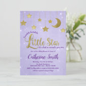 Twinkle Twinkle Little Star Baby shower Invitation Kaart (Staand voorkant)