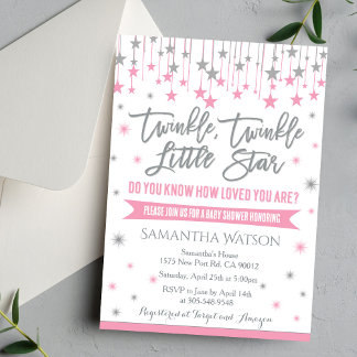 Twinkle Twinkle Little Star Baby Shower Invitation Kaart
