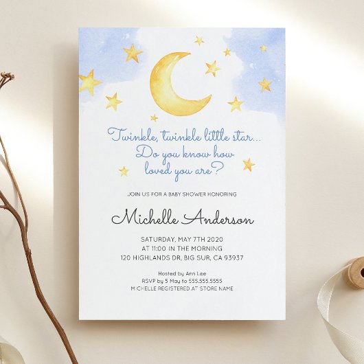 Twinkle Twinkle Little Star Baby shower Invitation Kaart