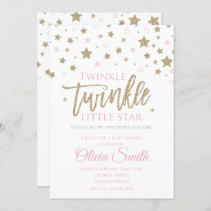 Twinkle Twinkle Little Star Baby shower Invite Kaart