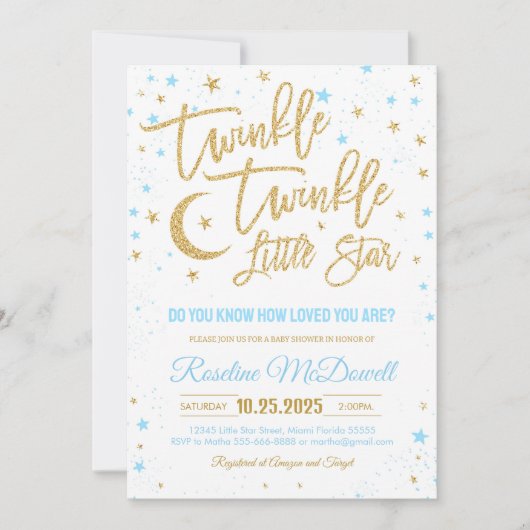 Twinkle Twinkle Little Star Baby shower Kaart (Voorkant)