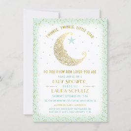 Twinkle Twinkle Little Star Baby shower Mint Gold Kaart