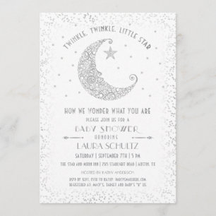 Twinkle Twinkle Little Star Baby shower Silver Kaart