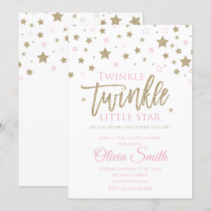 Twinkle Twinkle Little Star Baby Shower Uitnodigin Kaart