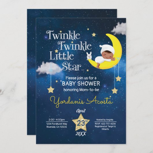 Twinkle Twinkle Little star baby shower-uitnodigin Kaart (Voorkant / Achterkant)