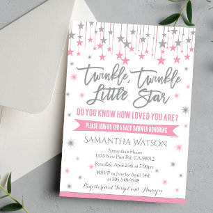 Twinkle Twinkle Little Star Baby Shower Uitnodigin Kaart
