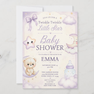 Twinkle Twinkle Little Star Baby Shower Uitnodigin Kaart