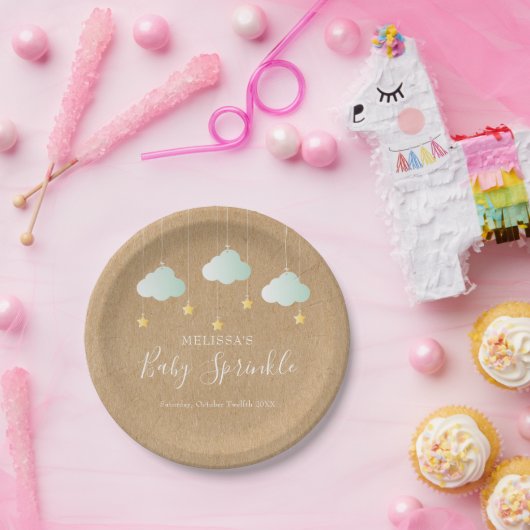 Twinkle Twinkle Little Star Baby Sprinkle Rustic Papieren Bordje (Feest)