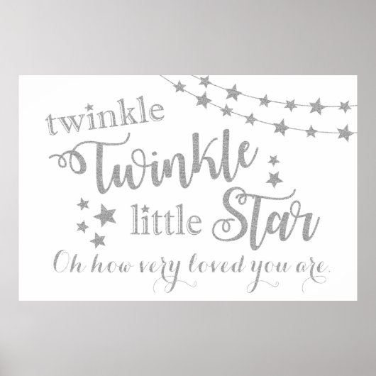 Twinkle Twinkle Little Star Backdrop Silver Sign Poster (Voorkant)