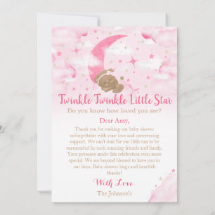 Twinkle Twinkle Little Star Beer Baby shower Bedankkaart