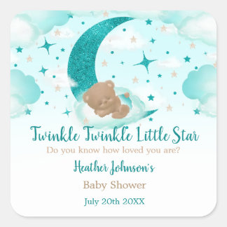 Twinkle Twinkle Little Star Beer Baby shower Vierkante Sticker