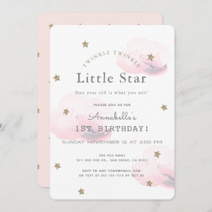 Twinkle Twinkle Little Star Birthday Invitation Kaart