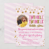 Twinkle Twinkle Little Star Birthday Invitation Kaart (Voorkant / Achterkant)