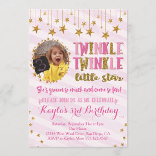 Twinkle Twinkle Little Star Birthday Invitation Kaart