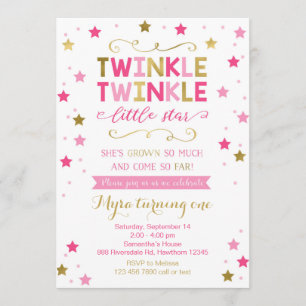 Twinkle Twinkle Little Star Birthday Invitation Kaart